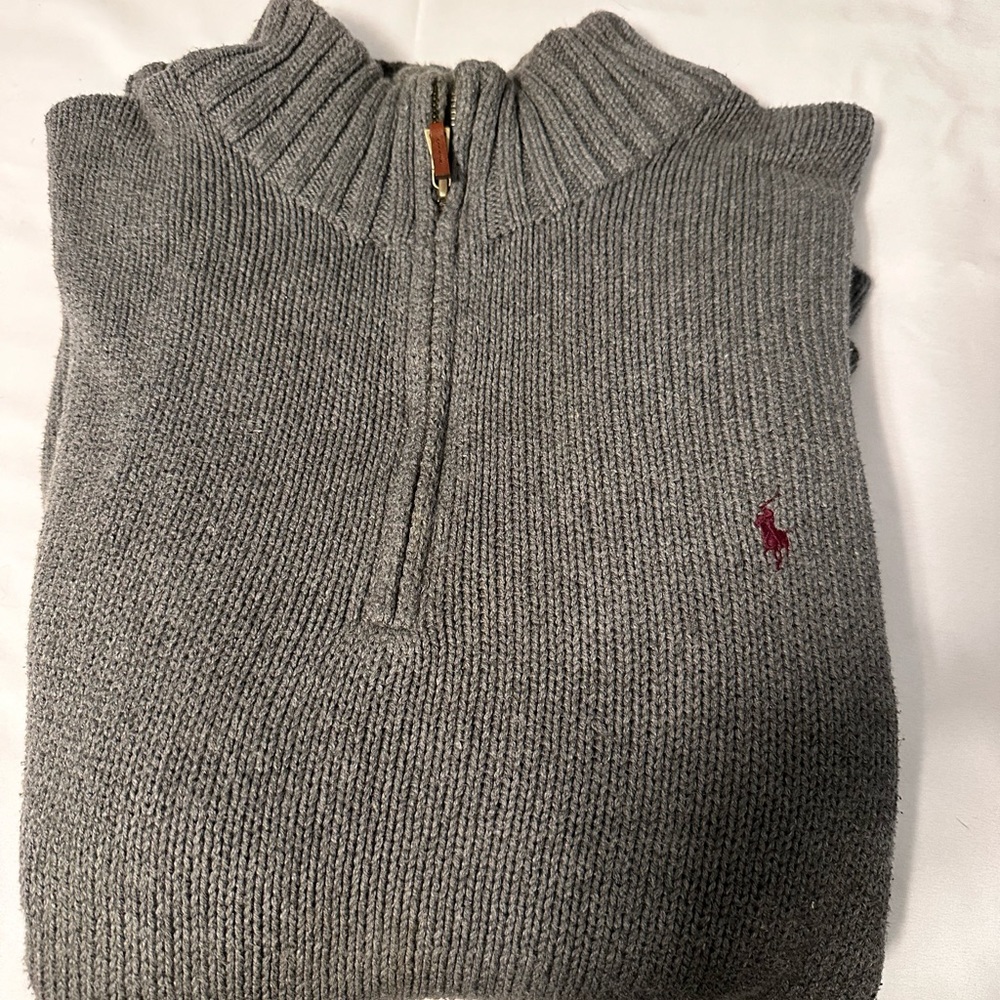 Big and Tall Quarter zip wool sweater